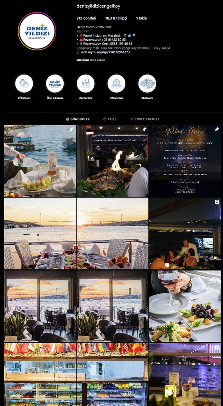 Deniz Yıldızı Restaurant — Ador Ajans sosyal medya yönetimi Instagram akışı