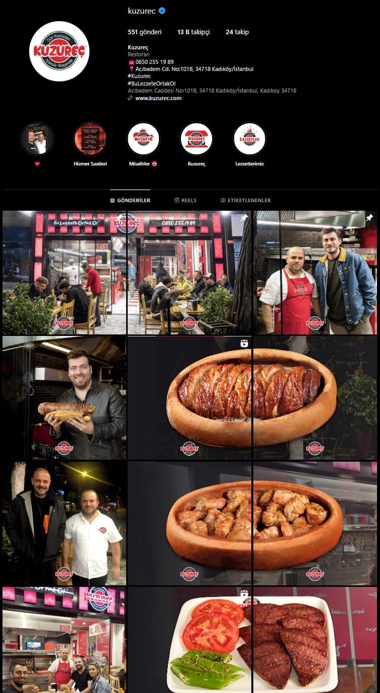 Kuzureç — Ador Ajans'ın yönettiği Kadıköy restoran Instagram hesabı