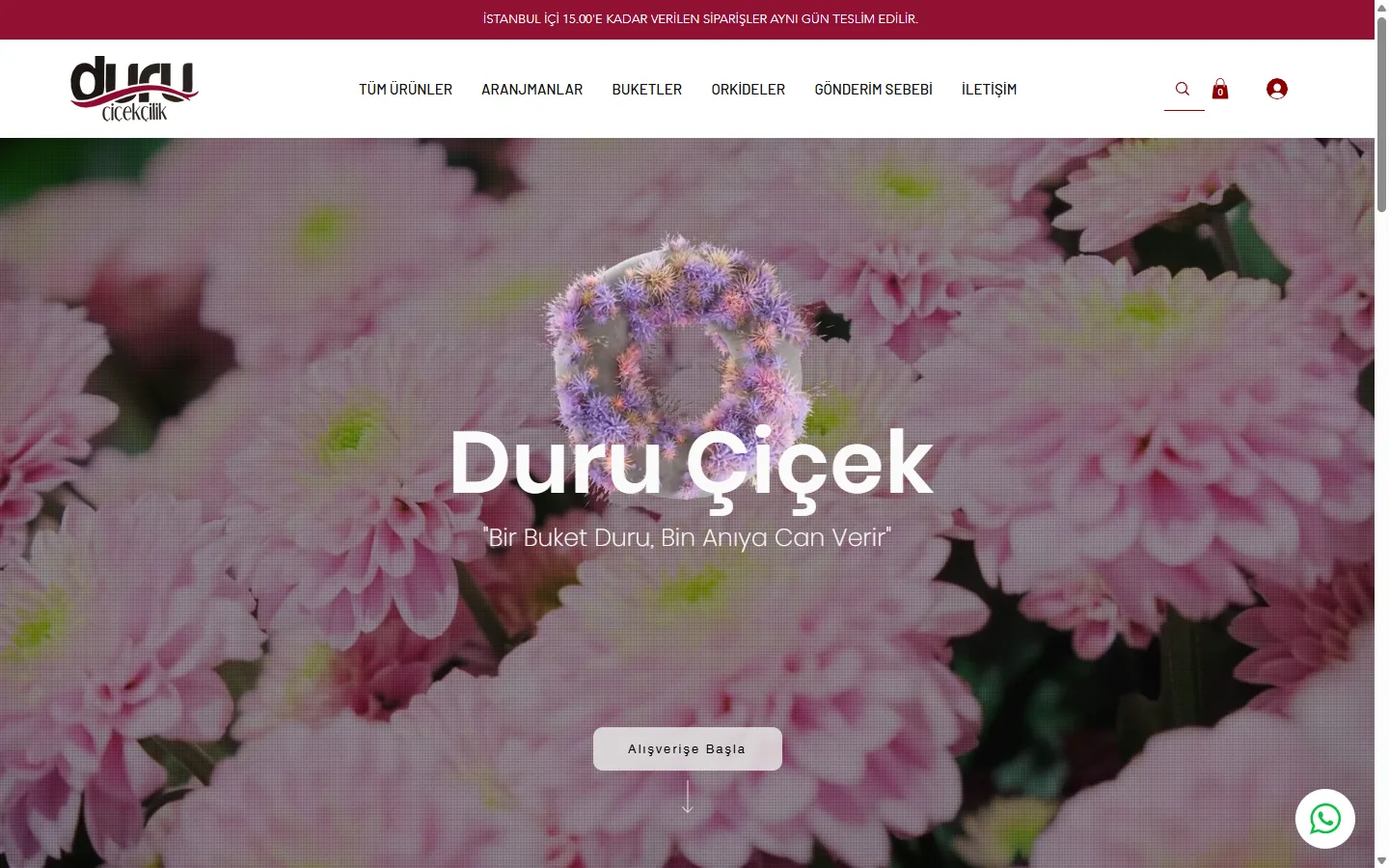 Acıbadem Duru Çiçekçilik online çiçek satış web sitesi — Ador Ajans web tasarımı