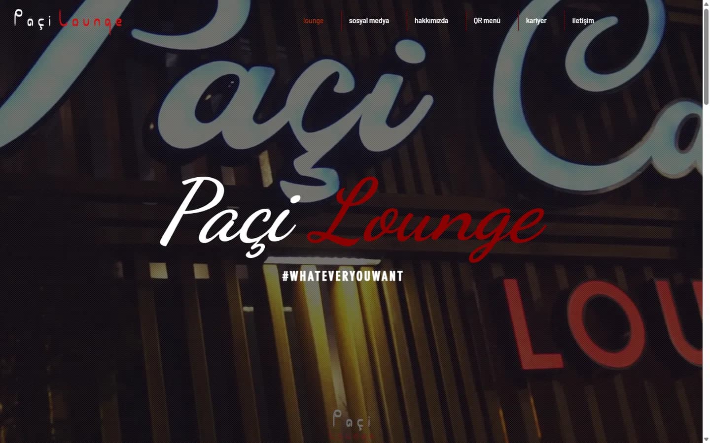 Paçi Lounge Üsküdar cafe web sitesi ve QR menü — Ador Ajans web tasarımı